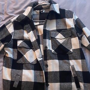 Divided Black and White Plaid Jacket